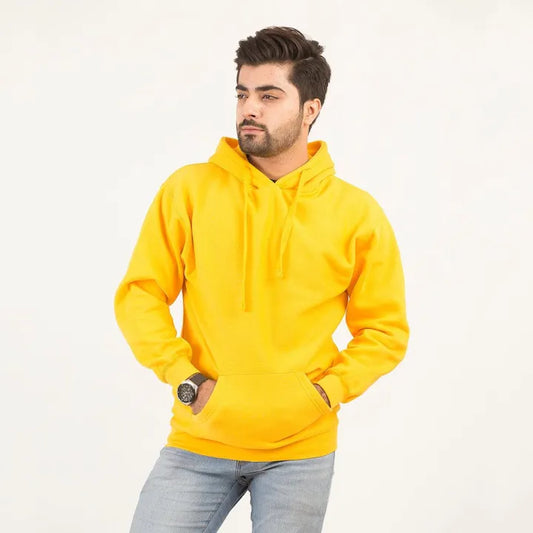 Yellow Basic Kangaroo Hoodie for Men