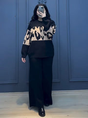 Black Wild Printed Fleece Co-ord Set