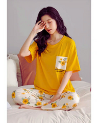 Mustard Pocket Printed Night Suit