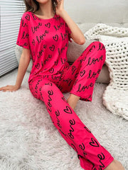 Atishi Pink Love Heart Printed Night Suit