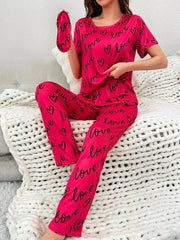 Atishi Pink Love Heart Printed Night Suit