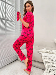 Atishi Pink Love Heart Printed Night Suit