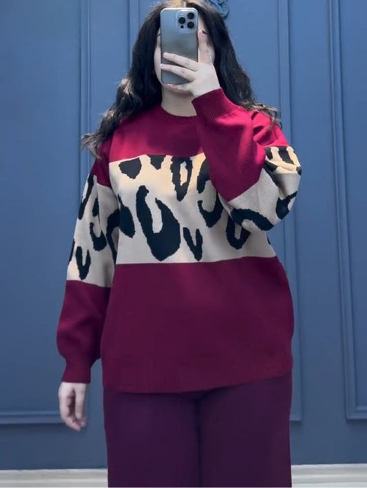 Maroon Wild Printed Fleece Co-ord Set