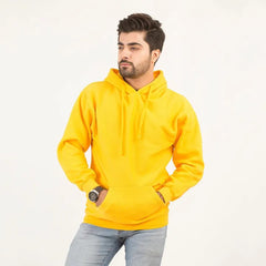 Yellow Basic Kangaroo Hoodie for Men