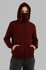 Maroon Balaclava Ninja Zipper Hoodie Jacket