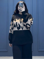 Black Wild Printed Fleece Co-ord Set