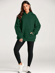 Green Basic Kangaroo Hoodie for Women