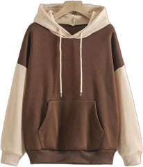 Brown With Cream Basic Hoodie For Women