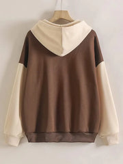 Brown With Cream Basic Hoodie For Women
