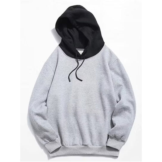 Grey With Black Basic Kangaroo Hoodie