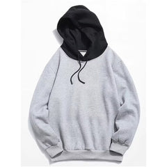 Grey With Black Basic Kangaroo Hoodie