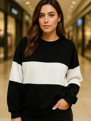 Zebra Black And White Block Sweatshirt For Women