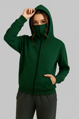 Green Balaclava Ninja Zipper Hoodie Jacket