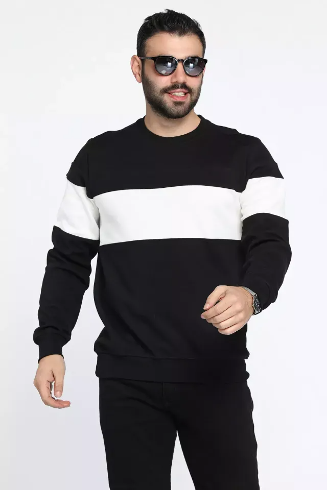 Zebra Black And White Block Sweatshirt For Men