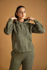 Green Warm Hoodie And Pant Co-ord Set