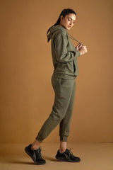 Green Warm Hoodie And Pant Co-ord Set