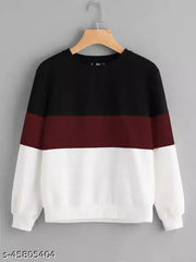 Black Maroon And White Block Sweatshirt For Women