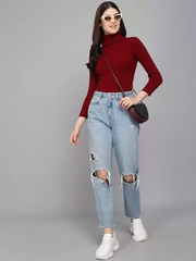 Maroon High Neck For Women